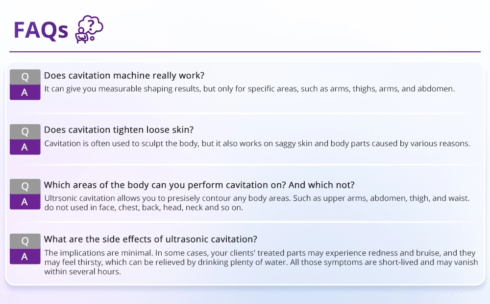 unoisetion 6 in 1 ultrasonic cavitation machine faq